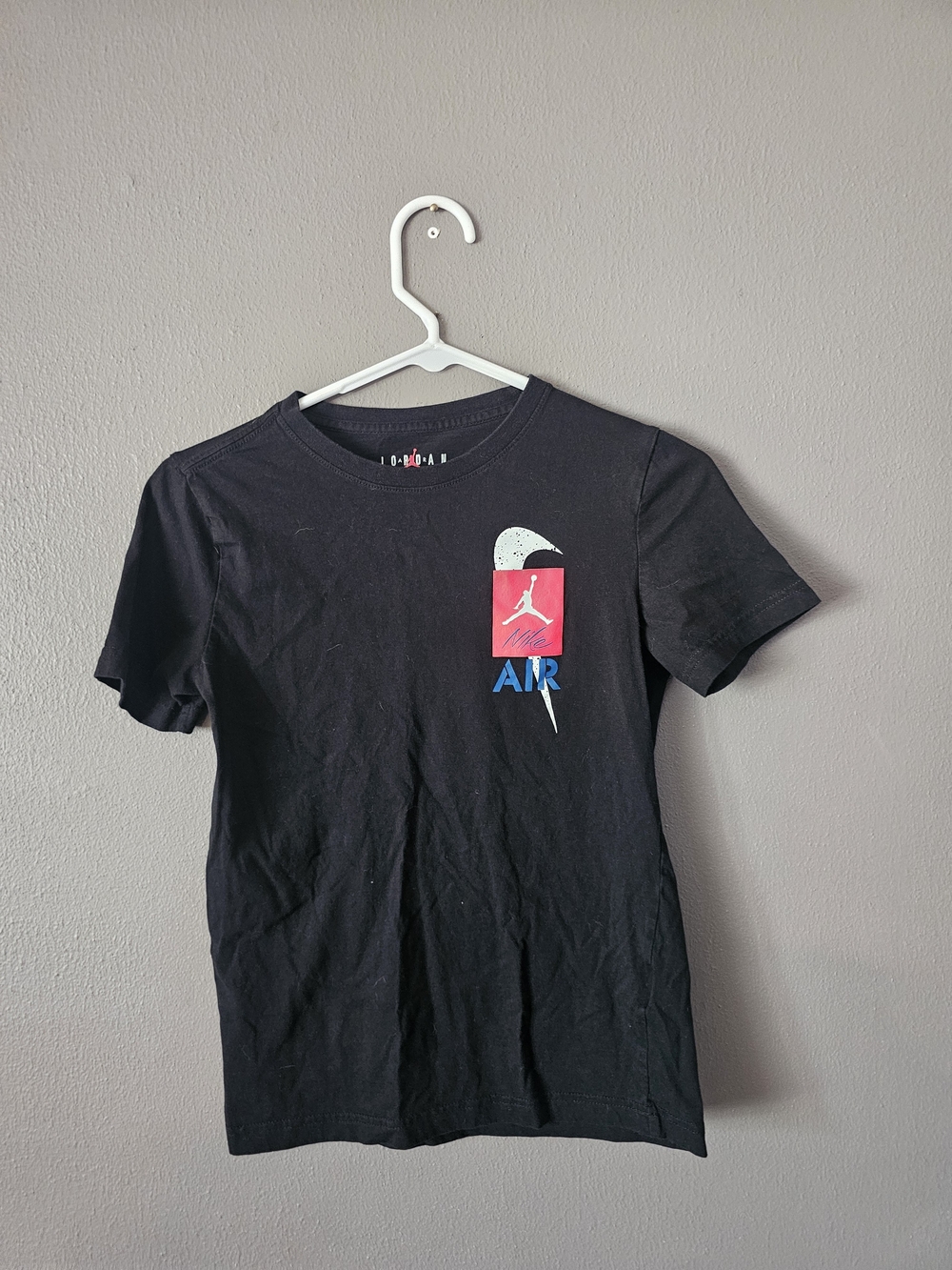 Jordan Black Tee with Red Jumpman and Blue AIR Graphic